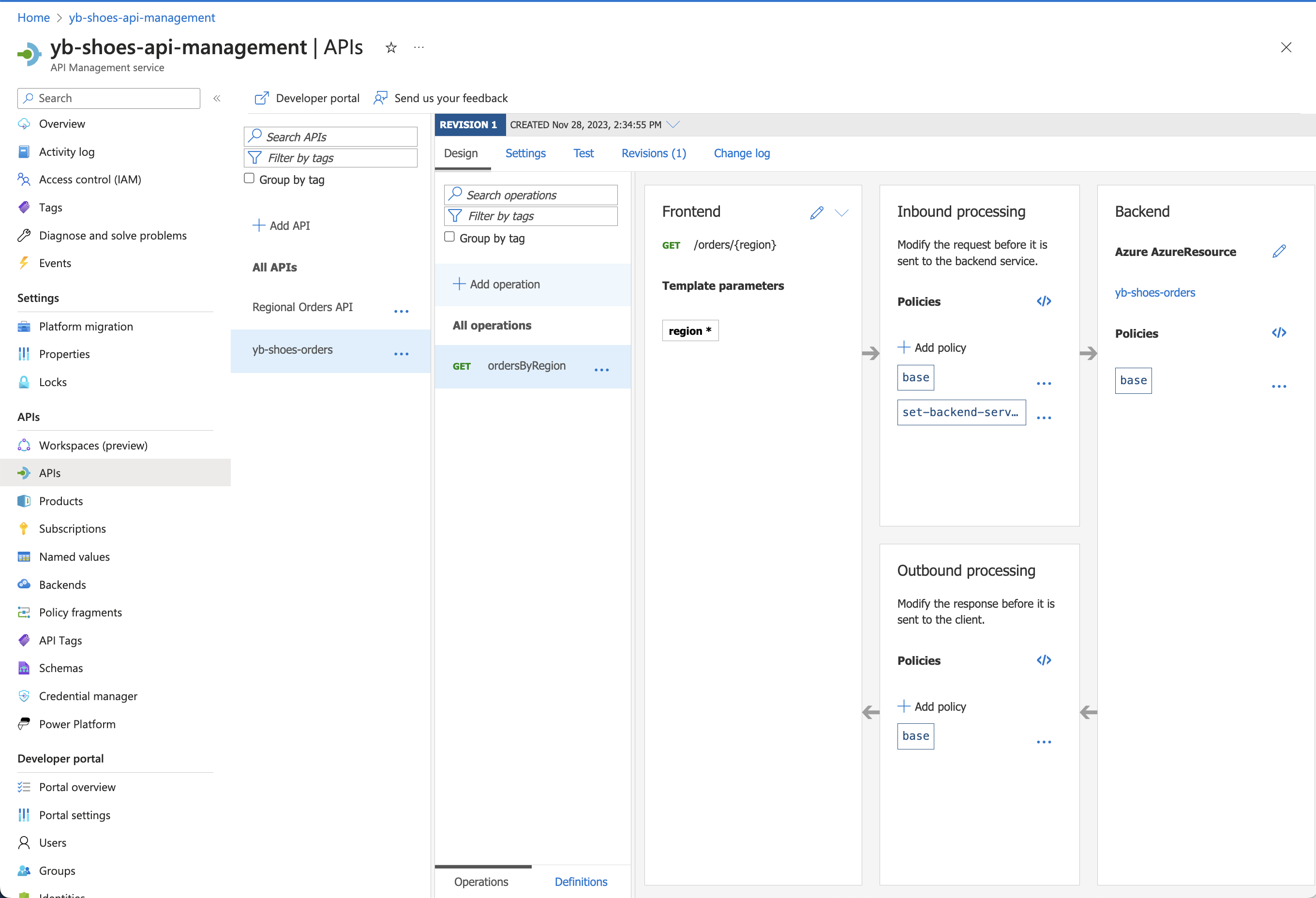 Review API configuration